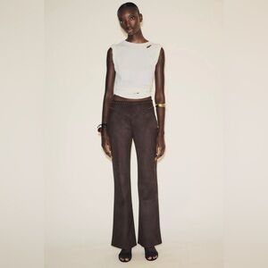 ZARA FAUX SUEDE STUDDED FLARE PANTS